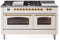 ILVE Nostalgie II 60-Inch Dual Fuel Freestanding Range in Antique White with Brass Trim (UP60FSNMPAWG)