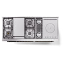 ILVE Nostalgie II 60-Inch Natural Gas Dual Fuel Range with 7 Burners, Griddle, & French Top with Triple Glass Door Oven in Blue Grey with Bronze Trim (UP60FSNMPBGB)