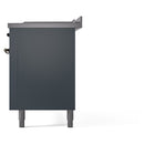 ILVE Nostalgie II 60-Inch Propane Gas Dual Fuel Range with 7 Burners, Griddle, & French Top with Triple Glass Door Oven in Blue Grey with Bronze Trim (UP60FSNMPBGBLP)