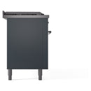 ILVE Nostalgie II 60-Inch Natural Gas Dual Fuel Range with 7 Burners, Griddle, & French Top with Triple Glass Door Oven in Blue Grey with Chrome Trim (UP60FSNMPBGC)