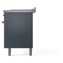 ILVE Nostalgie II 60-Inch Natural Gas Dual Fuel Range with 7 Burners, Griddle, & French Top with Triple Glass Door Oven in Blue Grey with Chrome Trim (UP60FSNMPBGC)