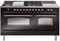 ILVE Nostalgie II 60-Inch Dual Fuel Freestanding Range in Glossy Black with Copper Trim (UP60FSNMPBKP)