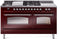 ILVE Nostalgie II 60-Inch Propane Gas Dual Fuel Range with 7 Burners, Griddle, & French Top with Triple Glass Door Oven in Burgundy with Chrome Trim (UP60FSNMPBUCLP)