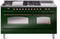 ILVE Nostalgie II 60-inch Natural Gas Dual Fuel Range with 7 Burners, Griddle, & French Top with Triple Glass Door Oven in Emerald Green with Bronze Trim (UP60FSNMPEGB)