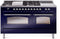 ILVE Nostalgie II 60-Inch Propane Gas Dual Fuel Range with 7 Burners, Griddle, & French Top with Triple Glass Door Oven in Midnight Blue with Chrome Trim (UP60FSNMPMBCLP)