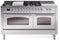 ILVE Nostalgie II 60-Inch Dual Fuel Freestanding Range in Stainless Steel with Chrome Trim (UP60FSNMPSSC)