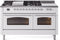 ILVE Nostalgie II 60-Inch Natural Gas Dual Fuel Range with 7 Burners, Griddle, & French Top with Triple Glass Door Oven in White with Chrome Trim (UP60FSNMPWHC)