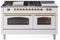 ILVE Nostalgie II 60-Inch Dual Fuel Freestanding Range in White with Brass Trim (UP60FSNMPWHG)