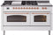 ILVE Nostalgie II 60-Inch Natural Gas Dual Fuel Range with 7 Burners, Griddle, & French Top with Triple Glass Door Oven in White with Copper Trim (UP60FSNMPWHP)