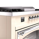 ILVE 60-Inch Nostalgie II Noblesse Natural Gas Dual Fuel Range with 7 Sealed Burners, Griddle, French Top and Triple Glass Door Oven in Antique White with Chrome Trim (UN60FSNMPAWC)