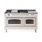 ILVE 60-Inch Nostalgie II Noblesse Natural Gas Dual Fuel Range with 7 Sealed Burners, Griddle, French Top and Triple Glass Door Oven in Antique White with Chrome Trim (UN60FSNMPAWC)