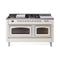 ILVE 60-Inch Nostalgie II Noblesse Dual Fuel Range with 7 Sealed Burners, Griddle, French Top and Triple Glass Door Oven in Antique White with Chrome Trim (UN60FSNMPAWC)