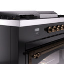 ILVE 60-Inch Nostalgie II Noblesse Propane Gas Dual Fuel Range with 7 Sealed Burners, Griddle, French Top and Triple Glass Door Oven in Glossy Black with Bronze Trim (UN60FSNMPBKBLP)