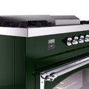 ILVE 60-Inch Nostalgie II Noblesse Propane Gas Dual Fuel Range with 7 Sealed Burners, Griddle, French Top, and Triple Glass Door Oven in Emerald Green with Chrome Trim (UN60FSNMPEGCLP)