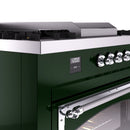 ILVE 60-Inch Nostalgie II Noblesse Natural Gas Dual Fuel Range with 7 Sealed Burners, Griddle, French Top, and Triple Glass Door Oven in Emerald Green with Chrome Trim (UN60FSNMPEGC)
