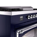 ILVE 60-Inch Nostalgie II Noblesse Dual Fuel Range with 7 Sealed Burners, Griddle, French Top, and Triple Glass Door Oven in Midnight Blue with Chrome Trim (UN60FSNMPMBC)