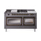 ILVE 60-Inch Nostalgie II Noblesse Natural Gas Dual Fuel Range with 7 Sealed Burners, Griddle, French Top, and Triple Glass Door Oven in Matte Graphite with Bronze Trim (UN60FSNMPMGB)