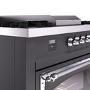 ILVE 60-Inch Nostalgie II Noblesse Propane Gas Dual Fuel Range with 7 Sealed Burners, Griddle, French Top, and Triple Glass Door Oven in Matte Graphite with Chrome Trim (UN60FSNMPMGCLP)