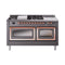 ILVE 60-Inch Nostalgie II Noblesse Dual Fuel Range with 7 Sealed Burners, Griddle, French Top, and Triple Glass Door Oven in Matte Graphite with Copper Trim (UN60FSNMPMGP)