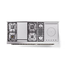 ILVE 60-Inch Nostalgie II Noblesse Natural Gas Dual Fuel Range with 7 Sealed Burners, Griddle, French Top, and Triple Glass Door Oven in Stainless Steel with Bronze Trim (UN60FSNMPSSB)