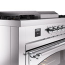 ILVE 60-Inch Nostalgie II Noblesse Natural Gas Dual Fuel Range with 7 Sealed Burners, Griddle, French Top, and Triple Glass Door Oven in Stainless Steel with Chrome Trim (UN60FSNMPSSC)