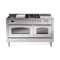 ILVE 60-Inch Nostalgie II Noblesse Dual Fuel Range with 7 Sealed Burners, Griddle, French Top, and Triple Glass Door Oven in Stainless Steel with Chrome Trim (UN60FSNMPSSC)