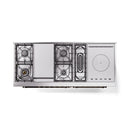 ILVE 60-Inch Nostalgie II Noblesse Natural Gas Dual Fuel Range with 7 Sealed Burners, Griddle, French Top and Triple Glass Door Oven in White with Bronze Trim (UN60FSNMPWHB)