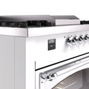 ILVE 60-Inch Nostalgie II Noblesse Propane Gas Dual Fuel Range with 7 Sealed Burners, Griddle, French Top, and Triple Glass Door Oven in White with Chrome Trim (UN60FSNMPWHCLP)