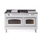 ILVE 60-Inch Nostalgie II Noblesse Dual Fuel Range with 7 Sealed Burners, Griddle, French Top, and Triple Glass Door Oven in White with Chrome Trim (UN60FSNMPWHC)