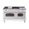 ILVE 60-Inch Nostalgie II Noblesse Natural Gas Dual Fuel Range with 7 Sealed Burners, Griddle, French Top, and Triple Glass Door Oven in White with Chrome Trim (UN60FSNMPWHC)