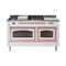 ILVE 60-Inch Nostalgie II Noblesse Dual Fuel Range with 7 Sealed Burners, Griddle, French Top, and Triple Glass Door Oven in White with Copper Trim (UN60FSNMPWHP)