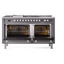 ILVE Professional Plus II 60-Inch Natural Gas Dual Fuel Range with 7 Burners, Griddle, & French Top with Solid Door Oven in Matte Graphite (UP60FSQMPMG)
