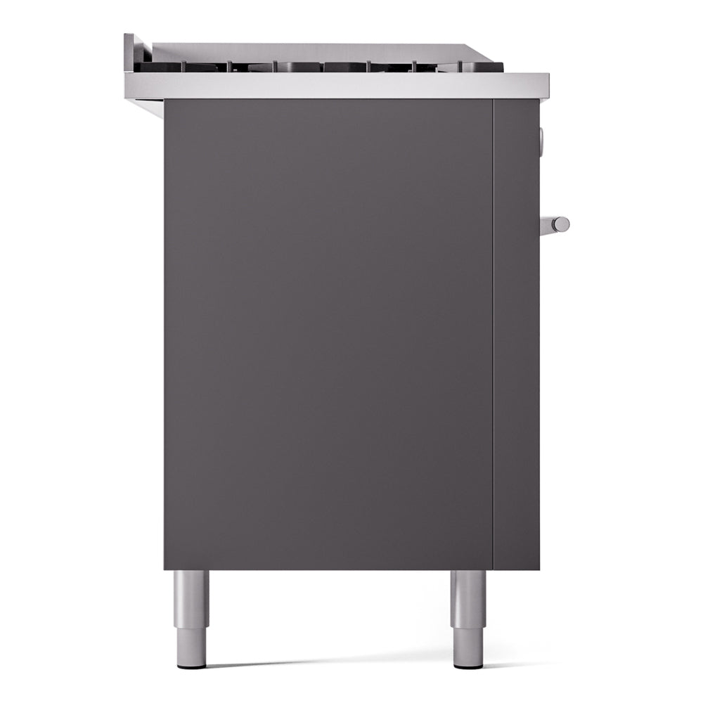Matte graphite solid side access door with countertop overhang and support legs