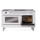 ILVE Professional Plus II 60-Inch Natural Gas Dual Fuel Range with 7 Burners, Griddle, & French Top with Solid Door Oven in White (UP60FSQMPWH)