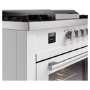 ILVE Professional Plus II 60-Inch Natural Gas Dual Fuel Range with 7 Burners, Griddle, & French Top with Solid Door Oven in White (UP60FSQMPWH)
