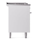 ILVE Professional Plus II 60-Inch Natural Gas Dual Fuel Range with 7 Burners, Griddle, & French Top with Solid Door Oven in White (UP60FSQMPWH)