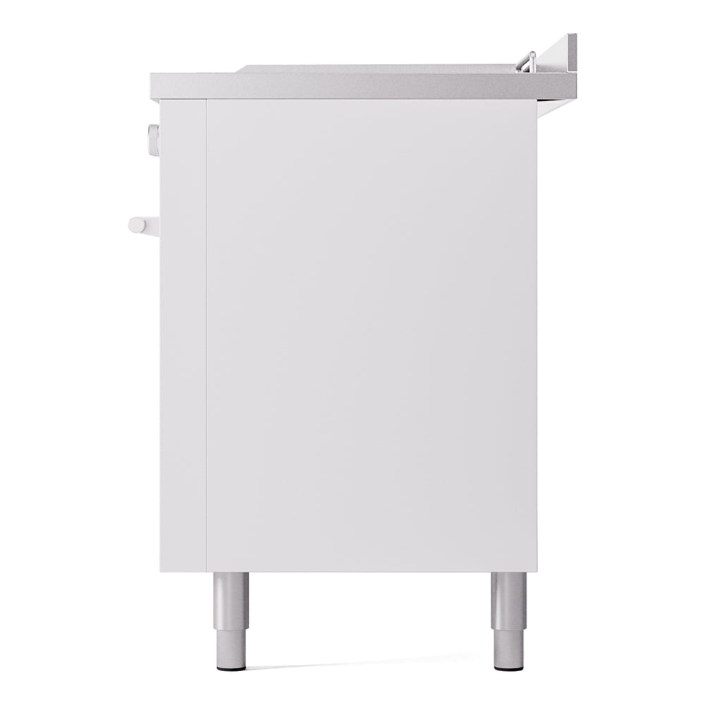 White French-top solid door with side handles for dual-fuel range