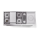 ILVE Nostalgie II 60-Inch Propane Gas Dual Fuel Range with 7 Burners, Griddle, & French Top with Solid Door Oven in Antique White with Chrome Trim (UP60FSQNMPAWCLP)