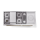 ILVE Nostalgie II 60-Inch Propane Gas Dual Fuel Range with 7 Burners, Griddle, & French Top with Solid Door Oven in Antique White with Brass Trim (UP60FSQNMPAWGLP)