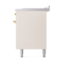 ILVE Nostalgie II 60-Inch Propane Gas Dual Fuel Range with 7 Burners, Griddle, & French Top with Solid Door Oven in Antique White with Brass Trim (UP60FSQNMPAWGLP)