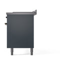 ILVE Nostalgie II 60-Inch Propane Gas Dual Fuel Range with 7 Burners, Griddle, & French Top with Solid Door Oven in Blue Grey with Bronze Trim (UP60FSQNMPBGBLP)