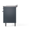 ILVE Nostalgie II 60-Inch Propane Gas Dual Fuel Range with 7 Burners, Griddle, & French Top with Solid Door Oven in Blue Grey with Chrome Trim (UP60FSQNMPBGCLP)