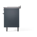 ILVE Nostalgie II 60-Inch Natural Gas Dual Fuel Range with 7 Burners, Griddle, & French Top with Solid Door Oven in Blue Grey with Chrome Trim (UP60FSQNMPBGC)