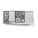 ILVE Nostalgie II 60-Inch Natural Gas Dual Fuel Range with 7 Burners, Griddle, & French Top with Solid Door Oven in Glossy Black with Chrome Trim (UP60FSQNMPBKC)