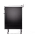ILVE Nostalgie II 60-Inch Natural Gas Dual Fuel Range with 7 Burners, Griddle, & French Top with Solid Door Oven in Glossy Black with Chrome Trim (UP60FSQNMPBKC)