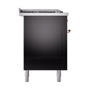ILVE Nostalgie II 60-Inch Propane Gas Dual Fuel Range with 7 Burners, Griddle, & French Top with Solid Door Oven in Glossy Black with Copper Trim (UP60FSQNMPBKPLP)