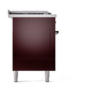 ILVE Nostalgie II 60-Inch Propane Gas Dual Fuel Range with 7 Burners, Griddle, & French Top with Solid Door Oven in Burgundy with Bronze Trim (UP60FSQNMPBUBLP)