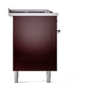 ILVE Nostalgie II 60-Inch Natural Gas Dual Fuel Range with 7 Burners, Griddle, & French Top with Solid Door Oven in Burgundy with Chrome Trim (UP60FSQNMPBUC)