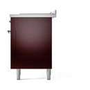 ILVE Nostalgie II 60-Inch Natural Gas Dual Fuel Range with 7 Burners, Griddle, & French Top with Solid Door Oven in Burgundy with Chrome Trim (UP60FSQNMPBUC)