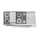 ILVE Nostalgie II 60-Inch Natural Gas Dual Fuel Range with 7 Burners, Griddle, & French Top with Solid Door Oven in Burgundy with Brass Trim (UP60FSQNMPBUG)